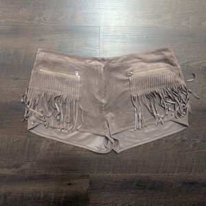BCBGMAXAZRIA Weston Faux Suede Fringe Shorts Size Large